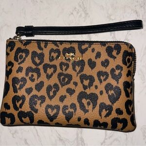 Coach Tan and Black Animal Print Wristlet